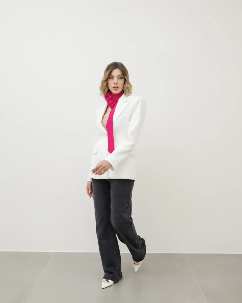 Blazer avvitato con baschina BIANCO – V2597slc