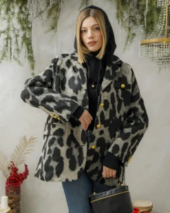 Blazer cappotto animalier in lana – V5237