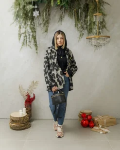 Blazer cappotto animalier in lana – V5237