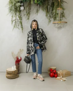 Blazer cappotto animalier in lana – V5237