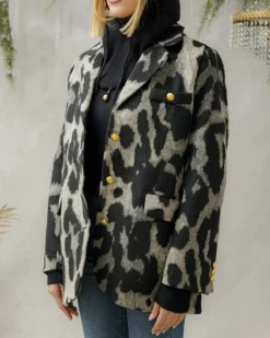 Blazer cappotto animalier in lana – V5237