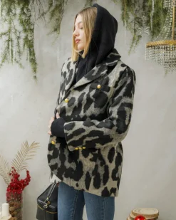 Blazer cappotto animalier in lana – V5237