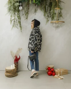 Blazer cappotto animalier in lana – V5237