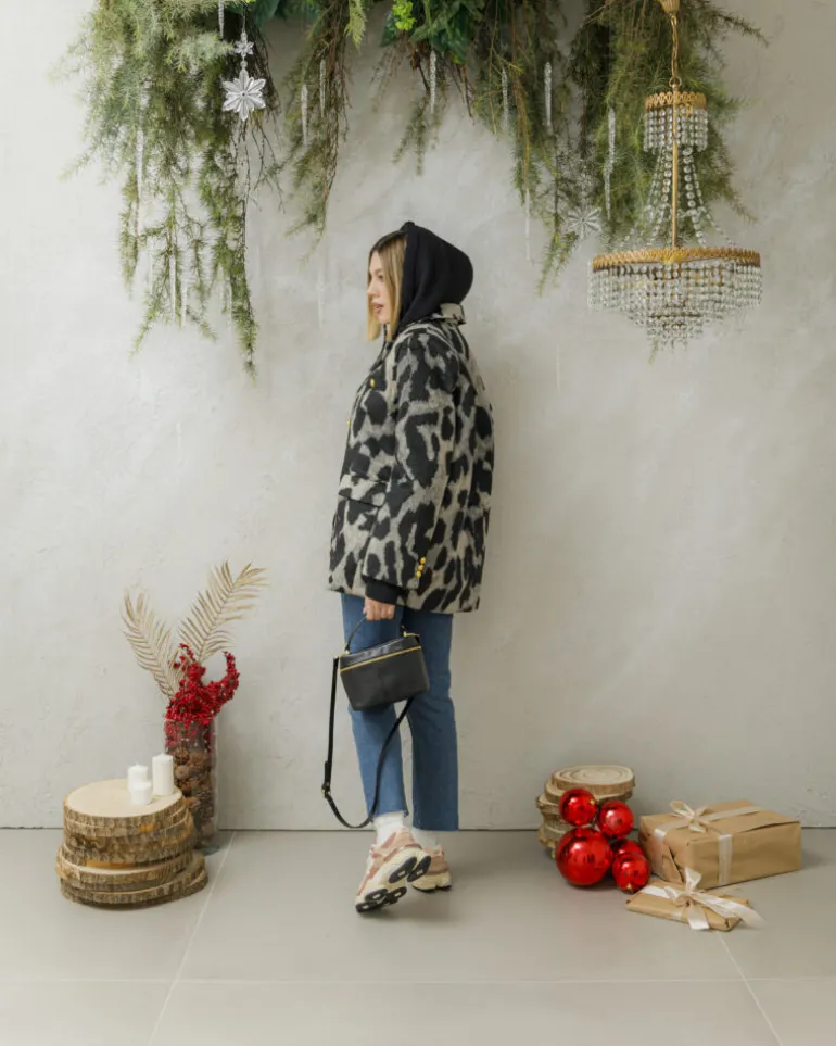 Blazer cappotto animalier in lana – V5237