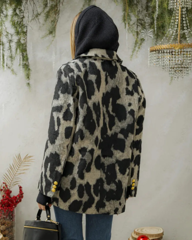 Blazer cappotto animalier in lana – V5237