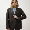 Blazer in simil-pelle marrone – 3552 slc