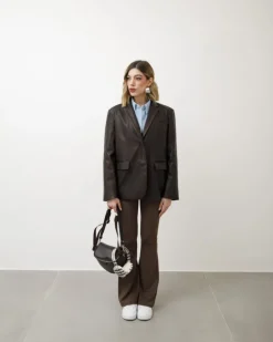 Blazer in simil-pelle marrone – 3552 slc