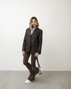 Blazer in simil-pelle marrone – 3552 slc