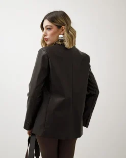 Blazer in simil-pelle marrone – 3552 slc
