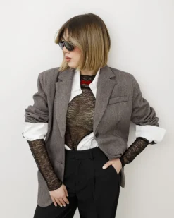 Blazer spigato in misto lana – 5176