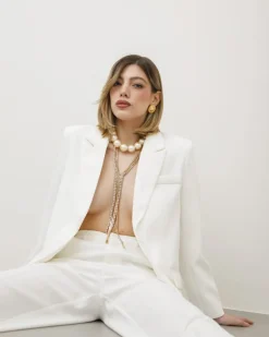 Blazer strutturato monopetto BIANCO – V6968slc