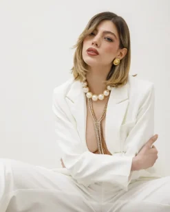 Blazer strutturato monopetto BIANCO – V6968slc