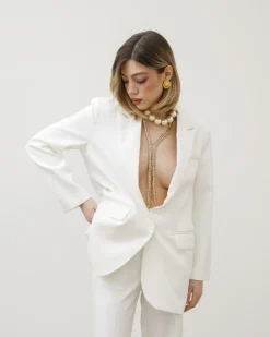 Blazer strutturato monopetto BIANCO – V6968slc