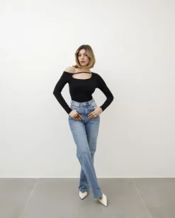 Body in cotone con apertura – H7391