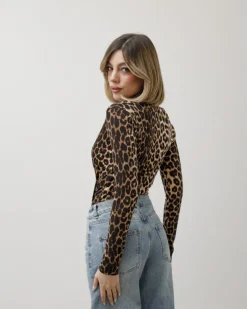 Body in lycra animalier con scollo morbido – 1016