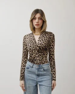 Body in lycra con nodo animalier – 1180