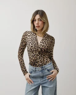 Body in lycra con nodo animalier – 1180