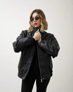 Bomber in simil-pelle con tasche – CV2179