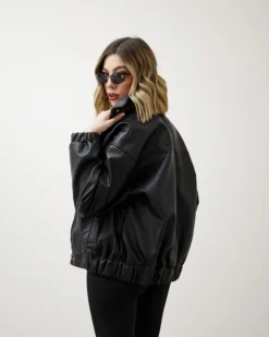 Bomber in simil-pelle con tasche – CV2179