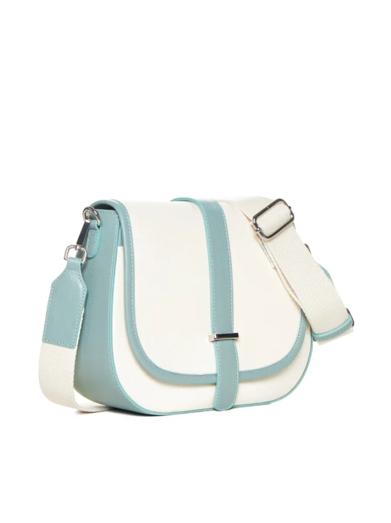 Borsa in pelle AMBRA canvas verde acqua – LOVINGBAGS