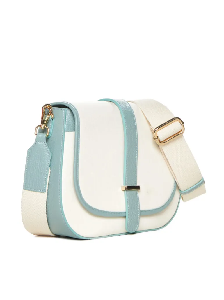 Borsa in pelle AMBRA canvas verde acqua – LOVINGBAGS