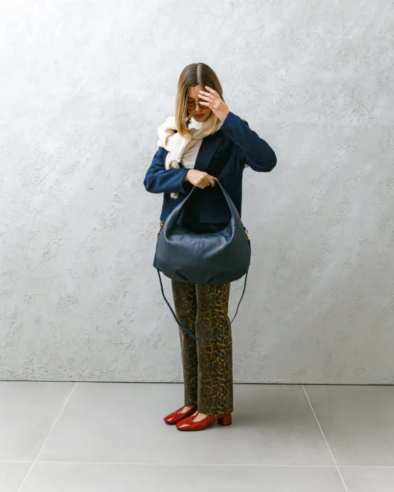 Borsa in pelle AMINA blu – LOVING BAGS