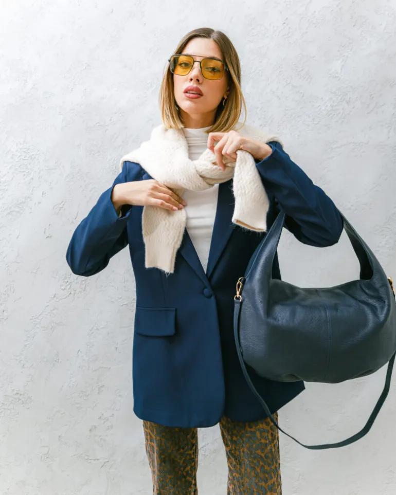 Borsa in pelle AMINA blu – LOVING BAGS