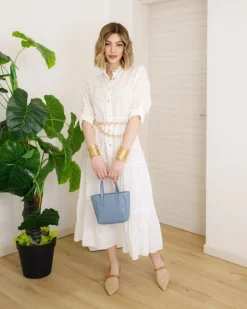 Borsa in pelle EVA azzurra – LOVING BAGS