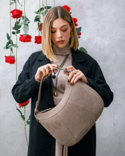 Borsa ROSE in camoscio – TORTORA