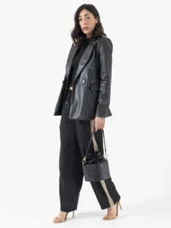 Borsa secchiello in pelle ROSSANA nera – LOVING BAGS