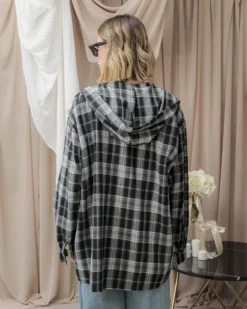 Camicia a quadri con cappuccio – H6908