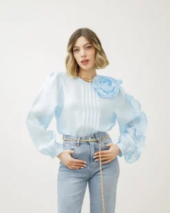 Camicia blusa con fiore – 8112