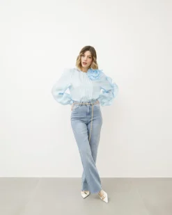 Camicia blusa con fiore – 8112