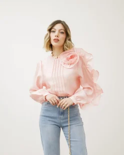Camicia blusa con fiore – 8112