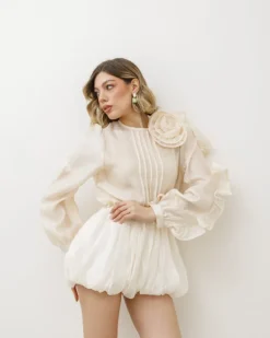 Camicia blusa con fiore – 8112