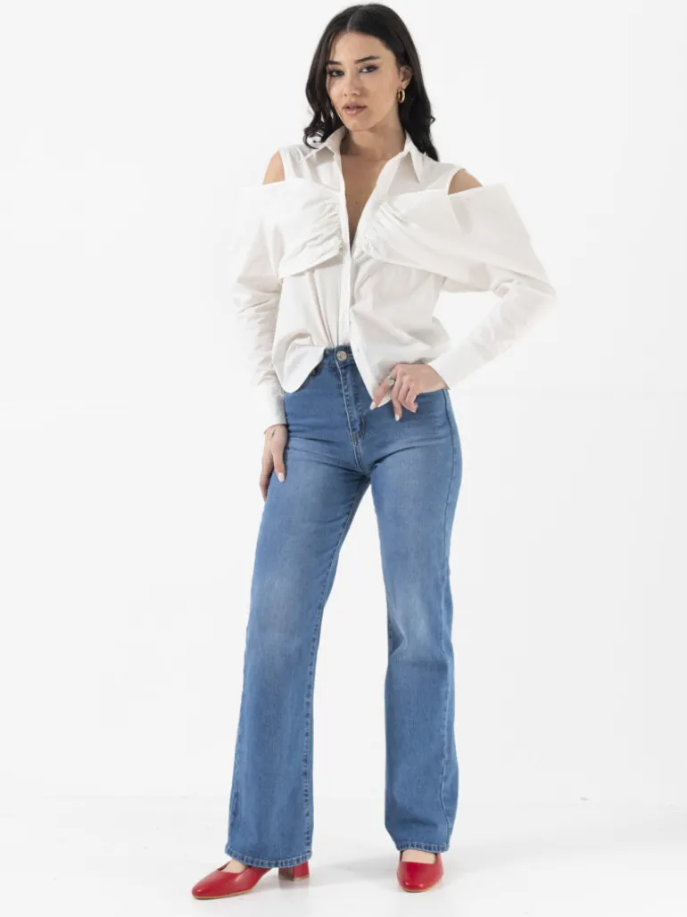 Camicia in cotone con aperture – 12000 slcb