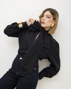 Camicia in cotone con fiocco – H7550