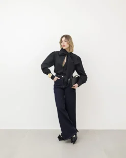 Camicia in cotone con fiocco – H7550