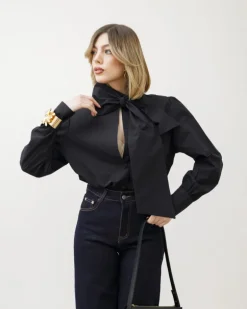 Camicia in cotone con fiocco – H7550