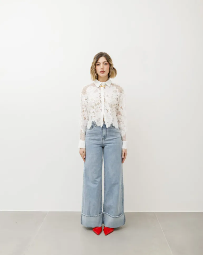 Camicia in pizzo con orlo smerlato – 8169