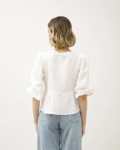 Camicia in pizzo sangallo scollata – 15675
