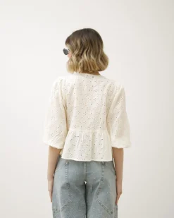 Camicia in pizzo sangallo scollata – 15675