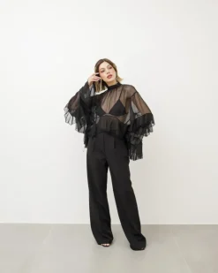 Camicia in seta con volant – H10035