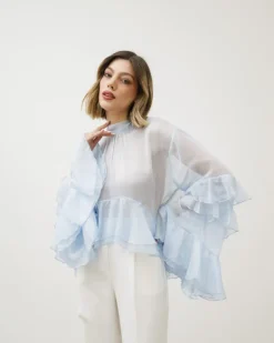 Camicia in seta con volant – H10035