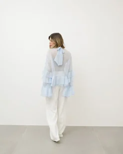 Camicia in seta con volant – H10035