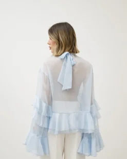 Camicia in seta con volant – H10035