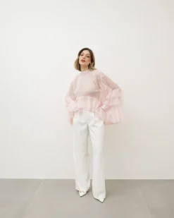 Camicia in seta con volant – H10035