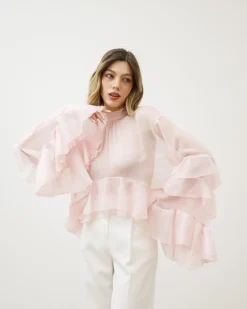Camicia in seta con volant – H10035