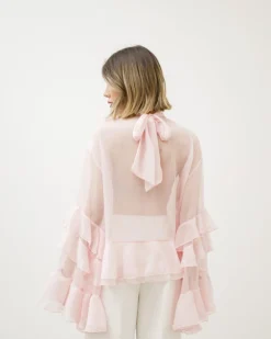 Camicia in seta con volant – H10035