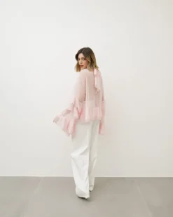 Camicia in seta con volant – H10035